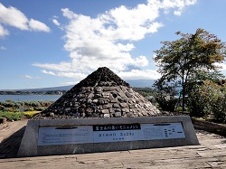 大石公園のモニュメントと富士山