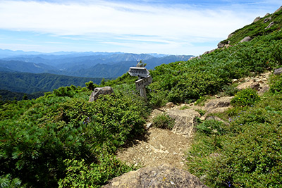 笠ヶ岳山頂への分岐